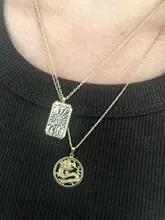 Collar con colgante creativo de Tarot esmaltado para niña, colgante de tarjeta, oro de 16K, Platd cuadrado, Luna, Sol, mundo, amor, poder, pareja, 2021