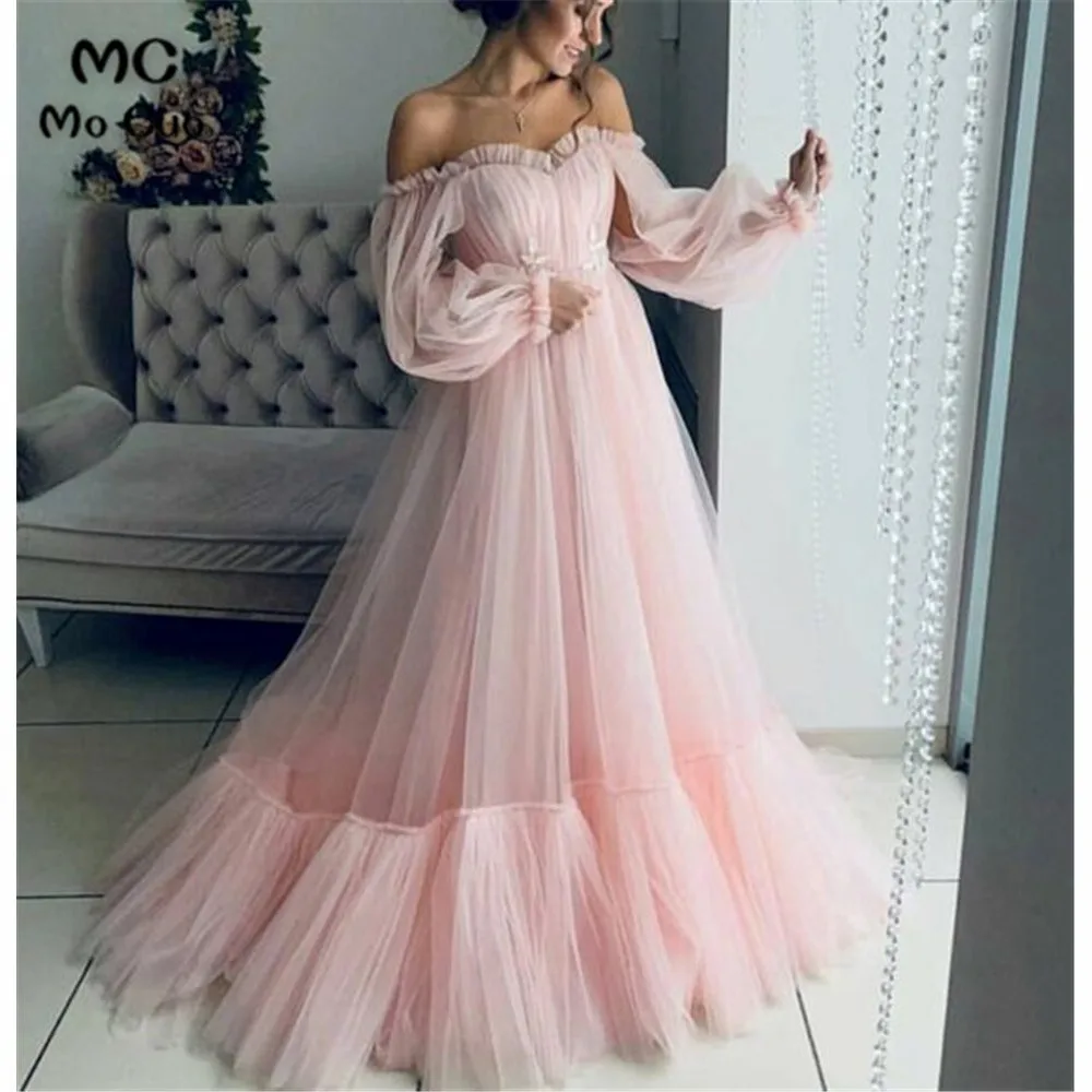 2019 Sky Blue Off Shoulder Evening Dresses Sweetheart A Line Long Sleeves Prom Gown vestidos de fiesta Women Evening Dress
2019 Sky Blue Off Shoulder Evening Dresses Sweetheart A Line Long Sleeves Prom Gown vestidos de fiesta Women Evening Dress
