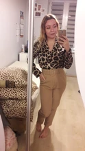 Blusa de gasa Sexy de manga larga blusa estampado de leopardo Turn Down Collar dama Oficina camisa túnica Tops Casual sueltos de talla grande Blusas