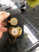 Chupete de bebé con diamantes de imitación, cadena de Clips para chupete, 26 letras, pezón de silicona, regalos para Baby Shower, sin BPA
