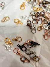 10x5mm/12x 6mm/14x 7mm/16x8mm 9 colores plateados hallazgos de joyería de moda, ganchos de cierre de langosta de aleación para collar y cadena de pulsera DIY