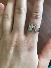 Anillo con apertura ajustable iniciales del nombre para mujer, ancho hueco, grueso, letras de A-Z, 3 colores, Metal, alfabeto, fiesta, joyería