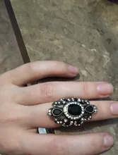 Kinel-joyería Bohemia para mujer, anillos de bronce antiguo para regalo, joyería Vintage, piedra de resina negra y roja, anillos étnicos turcos para mujer