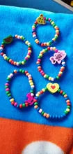 5 pulseras de cuentas elásticas de madera encantadoras para niños, regalo de joyería para fiesta de cumpleaños
