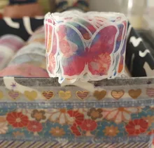 200 pétalos/rollo cinta washi pétalo floral creativo, adhesivos de cinta adhesiva s, lácteos DIY, diario, botella de scrapbooking