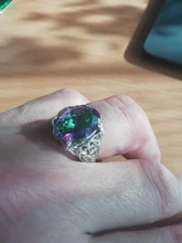 FDLK-Anillo de aleación de Estilo Vintage para mujer, sortija de compromiso de Color arcoíris místico, corte ovalado, regalo de cumpleaños, anillo de compromiso de boda