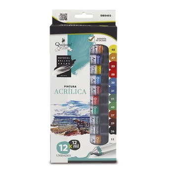 Quixote Paper World Acrylic Paint, 12 pc x 12 ml for painting or decorate printed canvas painting, Paper, wood, fabrics, etc. 12 Colores
Quixote Paper World Acrylic Paint, 12 pc x 12 ml for painting or decorate printed canvas painting, Paper, wood, fabrics, etc. 12 Colores