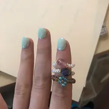 Anillo de perlas de imitación para mujer, sortija elástica de resina con cuentas azules y blancas, flor y corazón, anillo ajustable redondo para mujer, joyería Floral