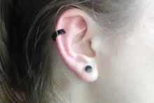 1 par coreano clásico Punk Acero inoxidable oído pendientes de Clip pendientes largos aretes pendientes para las mujeres de los hombres negro perforado oreja de mentira círculo nuevo Pop de la joyería