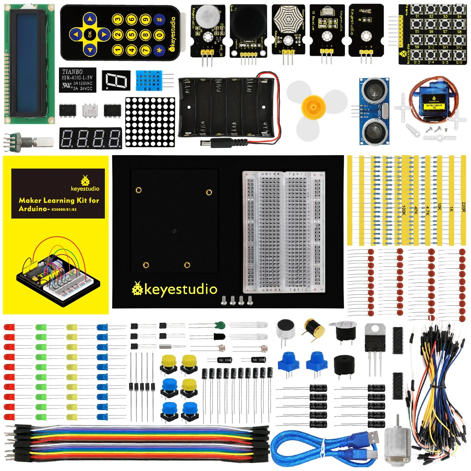 

Обучающий набор Keyestudio для Arduino Starter без основной платы с подарочной коробкой + платформой UNO + 1602 ЖК + сервопривод + искусственная кожа стартовый комплект DIY