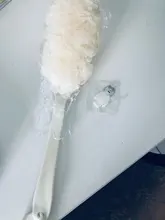 Cepillo de fregado para baño de ducha corporal, esponja con mango largo para colgar, malla suave, novedad