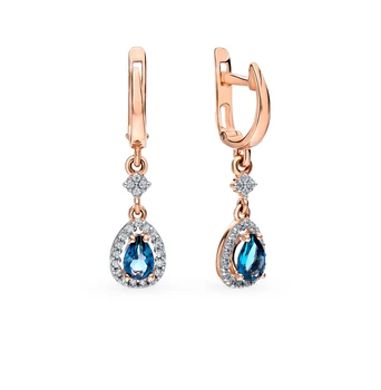 Gold earrings with Topaz and cubic zirconia sunlight sample 585
Gold earrings with Topaz and cubic zirconia sunlight sample 585