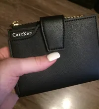 Cartera corta de Color liso con cremallera para mujer, monedero pequeño de cuero, Mini cartera de mano con cierre