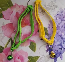 Nuevo lindo de dibujos animados mascota collares para perrito ajustable poliéster Collar precioso con campanas gato impresión Collar para perro de