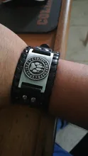 Punk hombres ancho brazalete vikingo encanto de diseño pulsera con cabeza de Lobo cuero tejido ajustable pulsera de la joyería