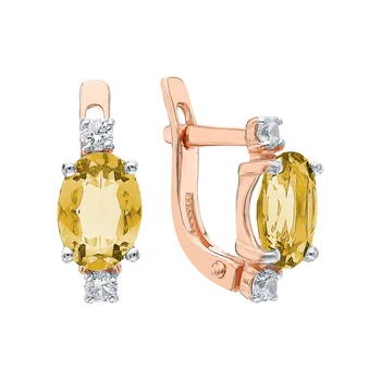 Gold earrings with cubic zirconia and citrine sunlight sample 585 test
Gold earrings with cubic zirconia and citrine sunlight sample 585 test