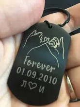 Llavero personalizado para parejas, novio, novia, anillo de aniversario, Regalos para Él, su Pinky, letras iniciales