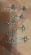 8 piezas de dijes Cruz llamas fuego 64x36mm antiguo Color plateado colgantes haciendo DIY hecho a mano tibetano Color plata joyería