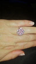 Anillo de piedra de cristal rosa para mujer, sortija de boda fina de Color plateado para mujer, sortija de compromiso de circonia cúbica con flor de novia delicada