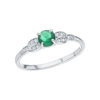 Silver ring with cubic zirconia and emeralds synthetic sunlight sample 925 
Silver ring with cubic zirconia and emeralds synthetic sunlight sample 925