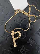 Lost Lady-collar con 26 letras de bambú y Metal dorado para mujer, colgante con inicial del alfabeto, cadena de eslabones, regalos de joyería