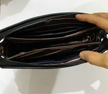 Cartera de cuero sintético con bloqueo de contraseña antirrobo para hombre, bolso de mano de gran capacidad, informal