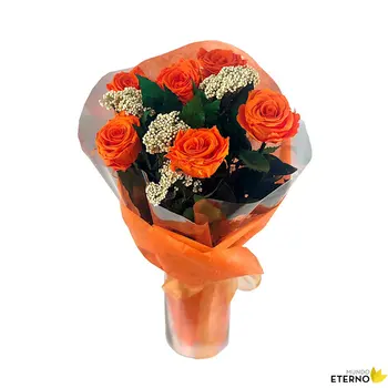Bouquet Flowers eternal preserved 6 Roses orange 60x20cm
Bouquet Flowers eternal preserved 6 Roses orange 60x20cm