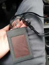 Retráctil cordones de tarjeta de identificación titular, cuero Porte autobús caja de pase de cubierta-Los hombres de las mujeres tarjetero para tarjetas de crédito bancarias Correa titular