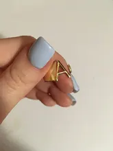 Anillo con apertura ajustable iniciales del nombre para mujer, ancho hueco, grueso, letras de A-Z, 3 colores, Metal, alfabeto, fiesta, joyería