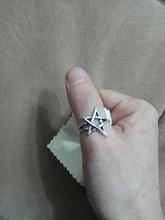 Retro tailandés Color plateado pentagrama estrella anillo ajustable para mujeres de moda regalo de fiesta, joyería S-R284