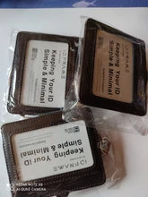 Soporte de tarjeta de identificación de negocios, placa de cuero genuino de calidad superior con cordón, opciones multicolor (tamaño estándar)