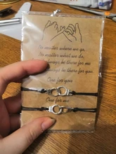 Charmsmic-Pulseras de la amistad de Color plata Vintage para amantes, brazaletes hechos A mano con tarjeta de deseos, venta al por mayor