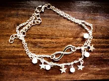 Tobillera dorada de Color estrella Bohemia para mujer, cadena multicapa para pies, pulsera tobillera de perlas simuladas, joyería de playa