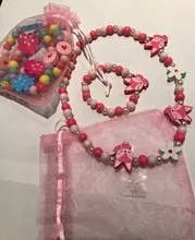 Suéter con dibujos de animales y flores de madera para niños, collar, pulsera, regalos para niñas, joyería para regalo de fiesta de cumpleaños