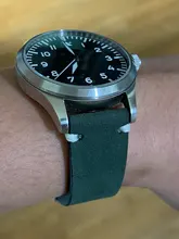 Correa de cuero mate para reloj, correa de cuero Seude 20mm, 21mm, verde oscuro, marrón, suave, hecha a mano, para reloj