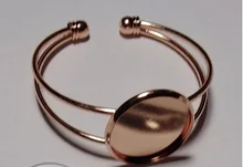 Alta calidad 20mm 25mm 7 colores plateados brazalete Base pulsera en blanco bandeja de hallazgos bisel Ajuste de Cameo de cabujón