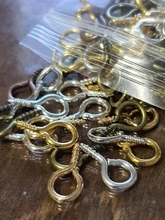 Accesorios de joyería para hacer joyas, mini alfileres con ojales pequeños, 200 unidades, ganchos con ojal, ojales, tornillo roscado, cierres dorados, DIY