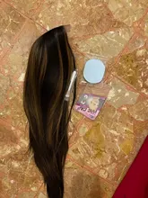 Peluca sintética larga y Lisa para mujeres negras, exquisita Peluca de Color rubio miel resaltado, parte media resistente al calor