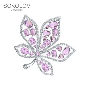 Brooch SOKOLOV silver with amethyst and cubic zirkonia fashion jewelry 925 women's/men's, male/female, women's male
Brooch SOKOLOV silver with amethyst and cubic zirkonia fashion jewelry 925 women's/men's, male/female, women's male