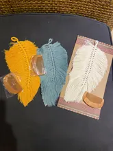 OOTDTY-Borlas hechas a mano de macramé, tapiz de hojas de estilo nórdico, juguetes colgantes de pared, decoración para habitación de niños, decoración Bohemia para casa o guardería