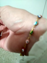 1PC 18,7-19,5 cm caliente 304 pulseras de acero inoxidable para los hombres de la joyería de las mujeres de Color oro enlace cadena Multicolor esmalte de mal de ojo pulsera para el tobillo