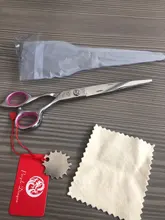 Tijeras grandes para cabello de 7,0 pulgadas, Japón, 440C, corte profesional de peluquería, salón de barbería, Tijeras de adelgazamiento, A0128G