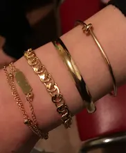 5 unids/set Punk de cristal de oro pulsera cadena gruesa mujer Bohemia geométrico cadena OT hebilla pulsera conjunto de joyas de niña de fiesta regalo