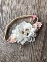 3 estilos recién nacido encaje de perlas artificiales flor diadema para bebé niñas hecha a mano de Nylon cintas elásticas para el cabello diadema bebé niño