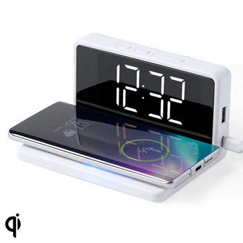 Alarm Clock with Wireless Charger White 146512