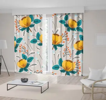 Curtain Flowers Buds Leaves Floral Pattern Botanical Blossom Season Romantic Artwork Gray Yellow Blue 
Curtain Flowers Buds Leaves Floral Pattern Botanical Blossom Season Romantic Artwork Gray Yellow Blue