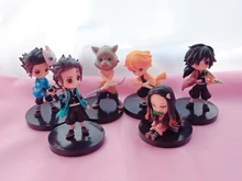 6 unids/set Anime demonio asesino Kimetsu No Yaiba figura Q Posket Kamado Tanjirou Kamado Nezuko Agatsuma juguetes 6cm