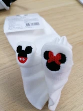 Disney-calcetines con bordado de dibujos animados para mujer, de algodón, finos, de verano, 1 par
