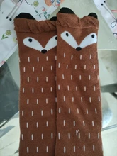 Calcetines de algodón suave infantil con dibujos de zorros, Unisex, para bebé, 1 par