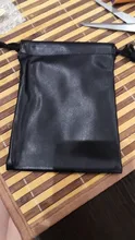 Bolsa de embalaje de cuero negro con cordón, bolsa de joyería de boda y Navidad, 1 Uds.